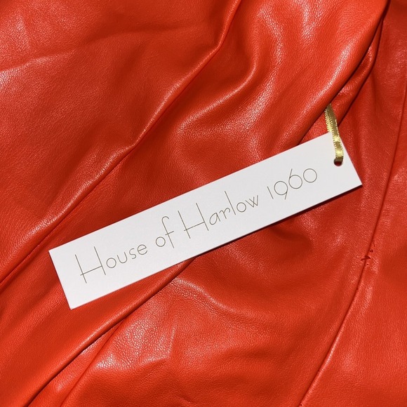House of Harlow 1960 Faux Leather Jacket Orange NWT Small Double Breasted Blazer - Picture 9 of 11